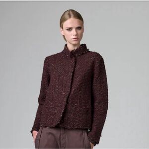 Transit Women’s Boucle Wool Knit Funnel Neck Jacket S 6